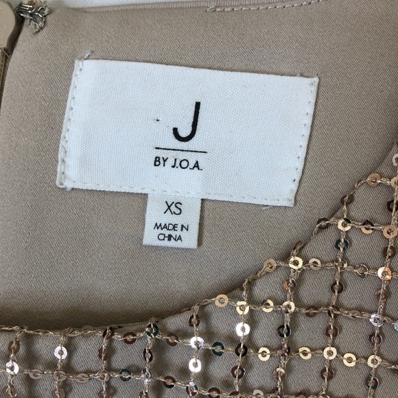 J By JOA Womens Gold Glitter Sequin Short Sleeve Lined Dress Size Small - Picture 7 of 16